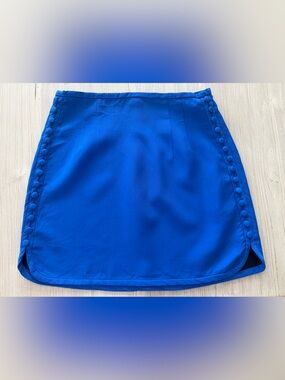 Zara Royal Blue Button-Trim Mini Skirt